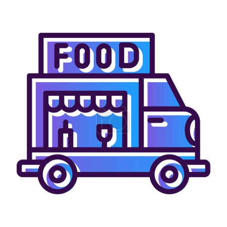 Ilustración de Vector de diseño plano del icono de camión de alimentos - Imagen libre de derechos
