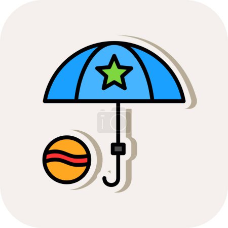 Ilustración de Ilustración vectorial de un paraguas de playa con icono de bola - Imagen libre de derechos