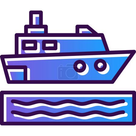 Téléchargez les illustrations : Icône de bateau de croisière vecteur design simple - en licence libre de droit