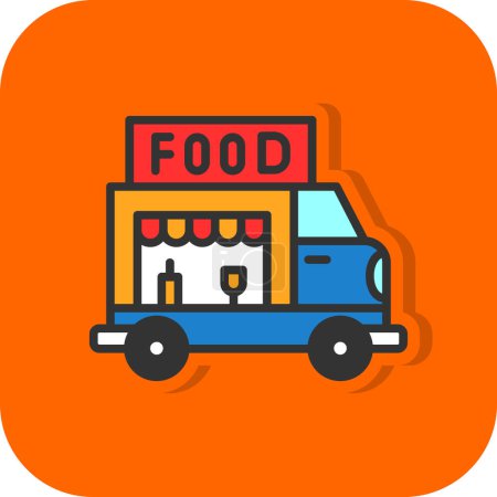 Illustration for Vector flat design of food truck icon - Royalty Free Image