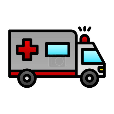 Téléchargez les illustrations : Ambulance voiture icône plate, web illustration simple - en licence libre de droit