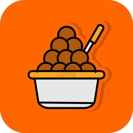 Illustration for Bowl with meatballs, vector illustration - Royalty Free Image