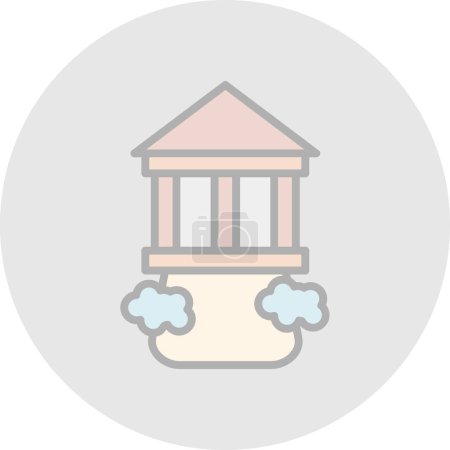 Téléchargez les illustrations : Mont Olympe avec ancienne icône du temple. Grèce Icône inspirée, illustration vectorielle - en licence libre de droit