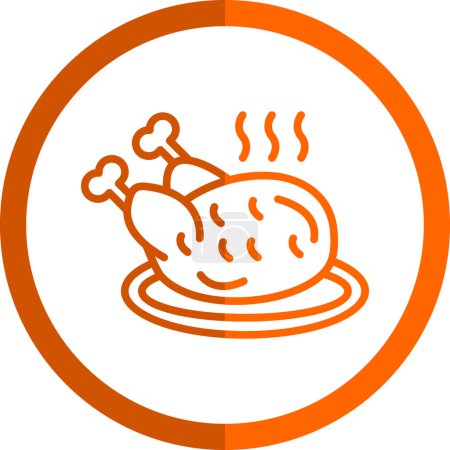 Ilustración de Icono de pollo frito, ilustración vectorial diseño simple - Imagen libre de derechos