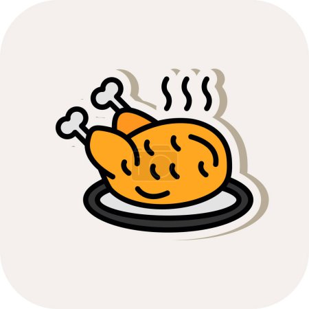 Ilustración de Icono de pollo frito, ilustración vectorial diseño simple - Imagen libre de derechos