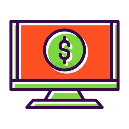 Illustration for Monitor web icon in flat style - Royalty Free Image