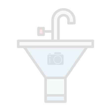 Téléchargez les illustrations : Salle de bain évier icône web illustration simple fond - en licence libre de droit