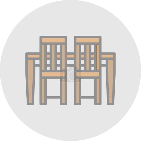 Téléchargez les illustrations : Table à manger et chaises icône, illustration vectorielle - en licence libre de droit