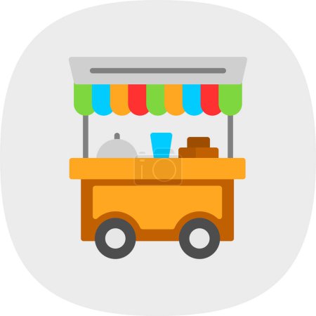 Téléchargez les illustrations : Simple Food cart icon, vector illustration - en licence libre de droit