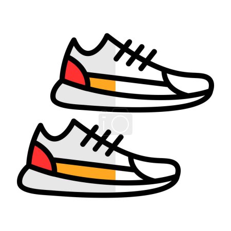 Téléchargez les illustrations : Illustration vectorielle de Sneakers. icône plate conception de chaussures de sport - en licence libre de droit