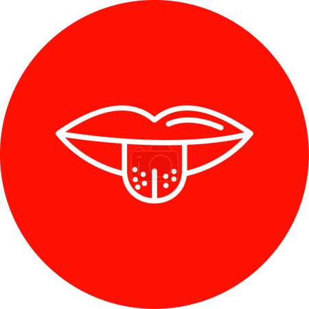 Téléchargez les illustrations : Bouche féminine avec languette icône web, illustration vectorielle - en licence libre de droit