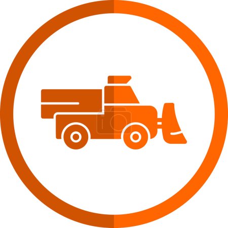 Téléchargez les illustrations : Snowplow camion vecteur plat icône - en licence libre de droit