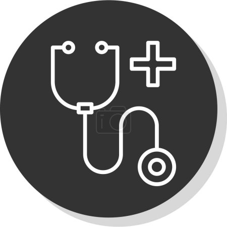 Téléchargez les illustrations : Icône plate stéthoscope, icônes médicales et de soins de santé - en licence libre de droit