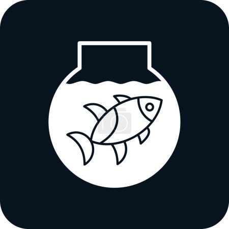 Téléchargez les illustrations : Icône de bol de poisson simple, illustration vectorielle - en licence libre de droit