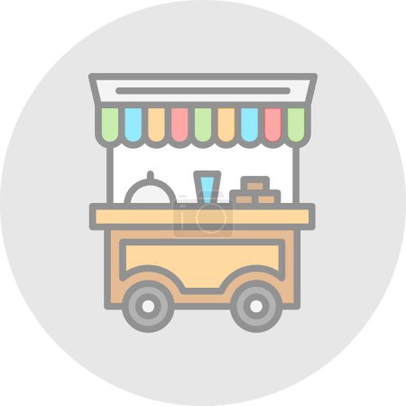 Téléchargez les illustrations : Icône de chariot alimentaire simple, illustration vectorielle - en licence libre de droit
