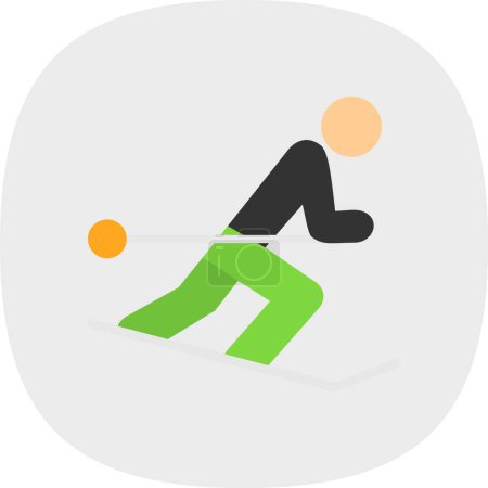 Téléchargez les illustrations : Graphique vectoriel de l'icône de ski plat - en licence libre de droit