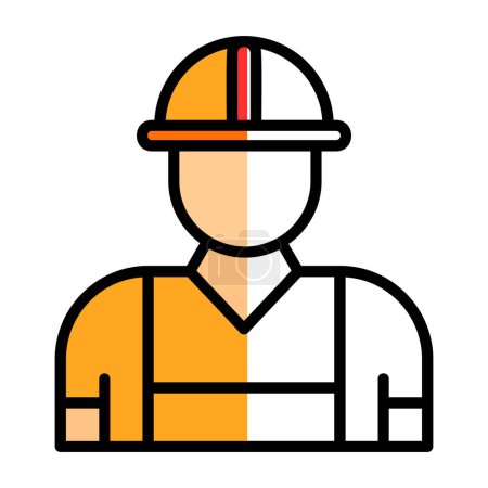Téléchargez les illustrations : Constructeur homme avec une illustration vectorielle casque - en licence libre de droit