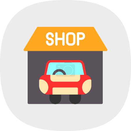 Téléchargez les illustrations : Illustration vectorielle icône magasin de voiture isolé - en licence libre de droit