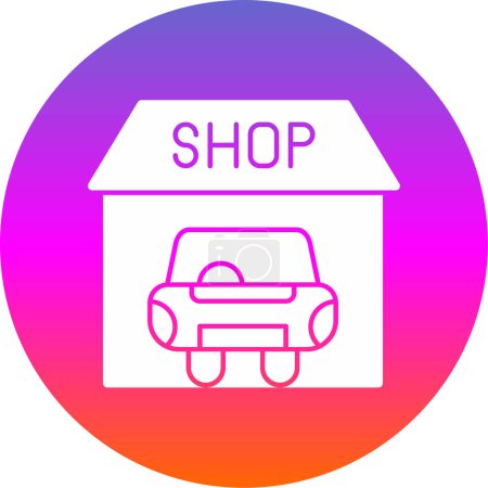 Téléchargez les illustrations : Illustration vectorielle icône magasin de voiture isolé - en licence libre de droit