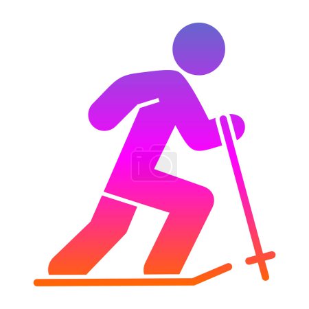 Illustration for Simple flat Skier icon vector illustration - Royalty Free Image