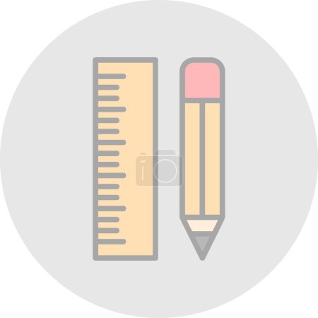 Téléchargez les illustrations : Règle et crayon illustration vectorielle icône simple - en licence libre de droit