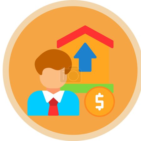 Téléchargez les illustrations : Homme d'affaires, icône Investisseur avec signe dollar, illustration vectorielle - en licence libre de droit