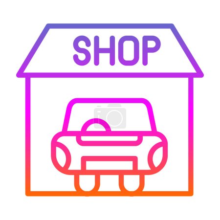 Téléchargez les illustrations : Boutique de voitures icône plate illustration vectorielle - en licence libre de droit