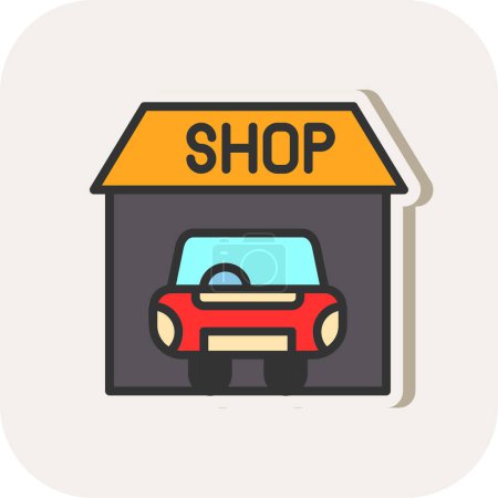 Ilustración de Tienda de coches icono plano vector ilustración - Imagen libre de derechos