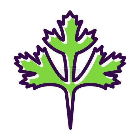 Ilustración de Icono de hoja de cilantro, ilustración vectorial aislada sobre fondo blanco - Imagen libre de derechos