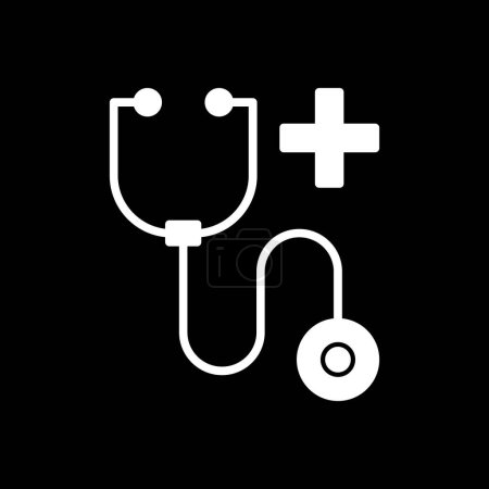 Téléchargez les illustrations : Icône plate stéthoscope, icônes médicales et de soins de santé - en licence libre de droit