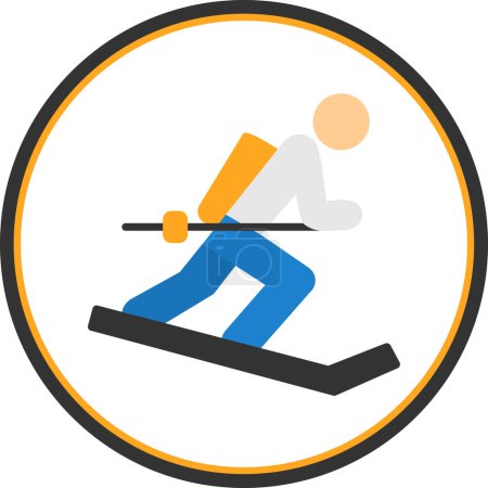 Téléchargez les illustrations : Plat icône de ski vecteur illustration design - en licence libre de droit