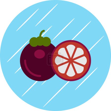Ilustración de Mangostino icono de la fruta, vector de ilustración - Imagen libre de derechos