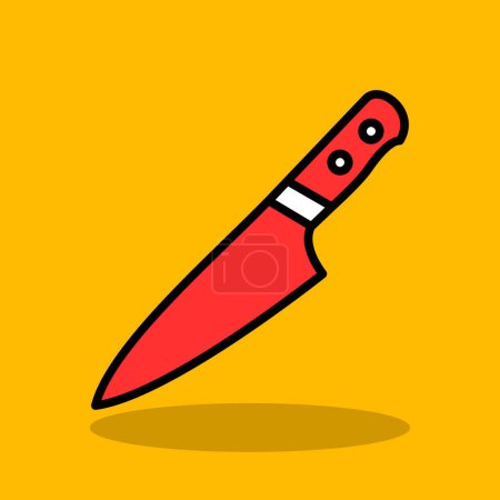 Téléchargez les illustrations : Couteau icône plate, illustration vectorielle - en licence libre de droit