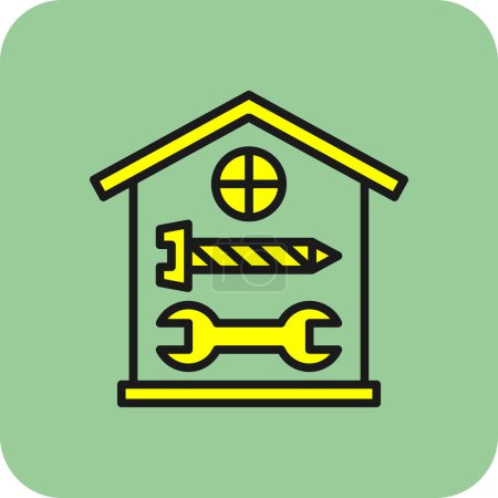 Téléchargez les illustrations : Maison Réparation icône web illustration vectorielle - en licence libre de droit
