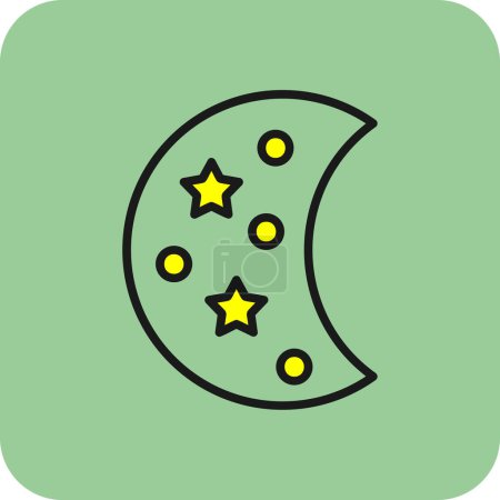 Ilustración de Icono de la luna, ilustración vectorial diseño simple - Imagen libre de derechos