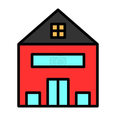 Téléchargez les illustrations : Illustration vectorielle d'icône de bâtiment d'étable - en licence libre de droit
