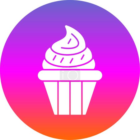 Téléchargez les illustrations : Délicieux cupcake plat vecteur icône - en licence libre de droit