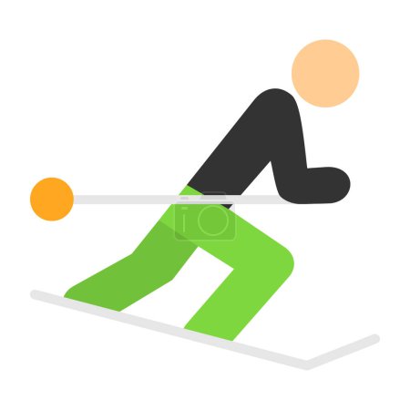 Téléchargez les illustrations : Illustration vectorielle d'icône de ski plat simple - en licence libre de droit