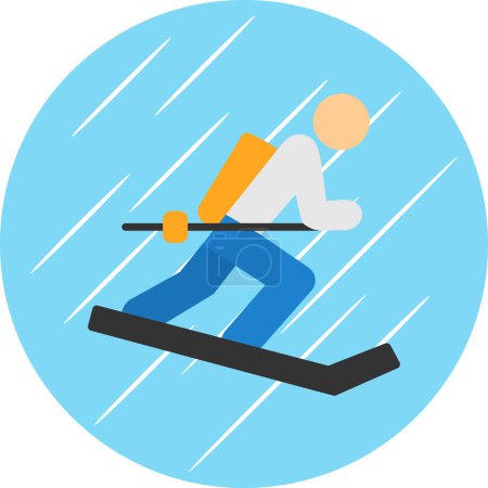 Téléchargez les illustrations : Illustration vectorielle d'icône de ski plat simple - en licence libre de droit