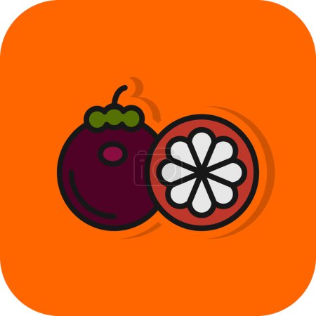 Téléchargez les illustrations : Icône de fruit de mangoustan, illustration vectorielle - en licence libre de droit