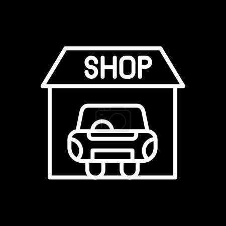 Téléchargez les illustrations : Illustration vectorielle icône magasin de voitures isolée sur fond blanc - en licence libre de droit