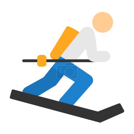 Téléchargez les illustrations : Graphique plat Icône de ski illustration vectorielle - en licence libre de droit
