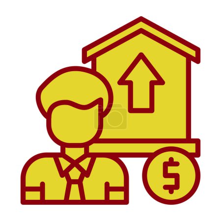 Ilustración de Hombre de negocios, icono del inversor con signo de dólar, vector de ilustración - Imagen libre de derechos