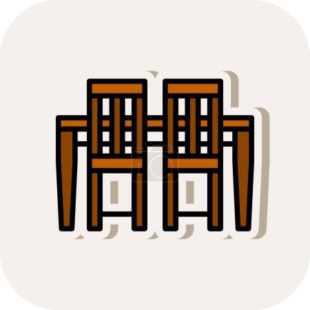 Ilustración de Mesa de comedor y sillas icono, ilustración vectorial - Imagen libre de derechos