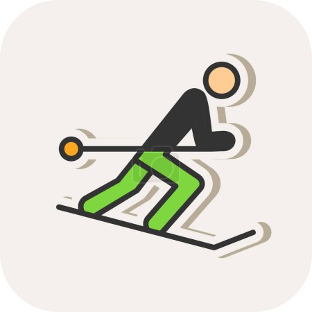 Téléchargez les illustrations : Graphique plat Icône de ski illustration vectorielle - en licence libre de droit