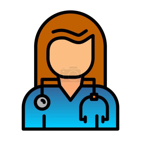 Illustration for Woman doctor line icon, vector illustration - Royalty Free Image