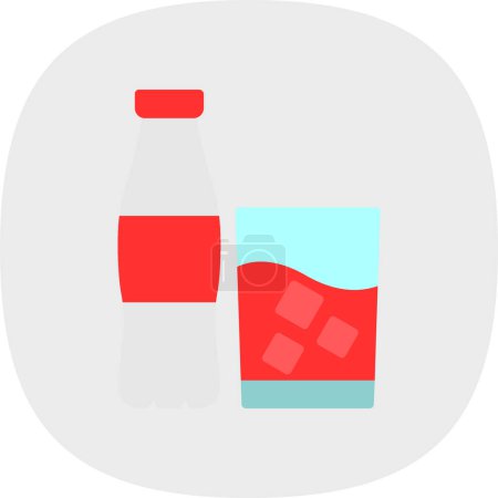 Téléchargez les illustrations : Bouteille de soda et verre, illustration vectorielle icône - en licence libre de droit