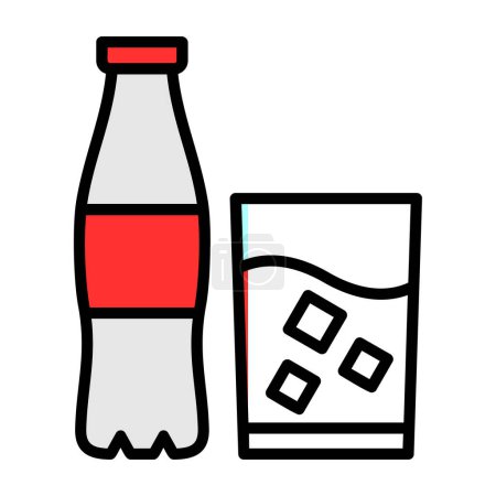 Téléchargez les illustrations : Bouteille de soda et verre, illustration vectorielle icône - en licence libre de droit