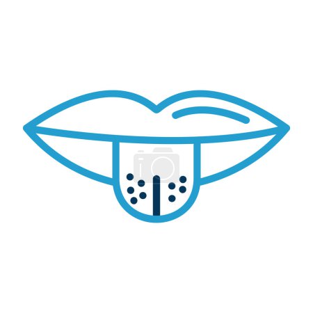 Téléchargez les illustrations : Bouche féminine avec languette icône web, illustration vectorielle - en licence libre de droit
