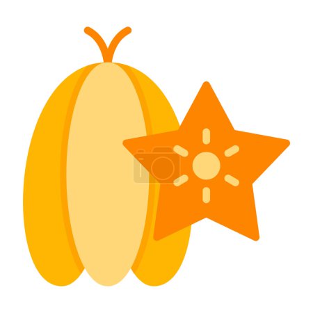 Téléchargez les illustrations : Star fruit icône vectoriel illustration - en licence libre de droit